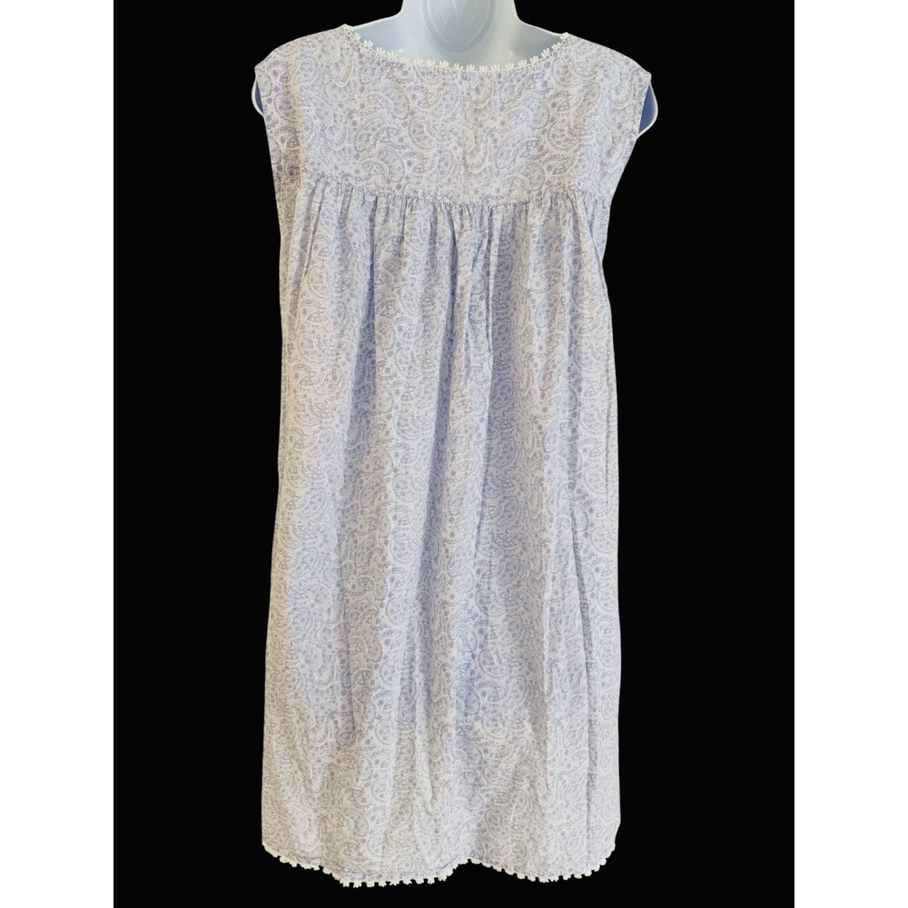 Eileen West Nightgown 2X Lavender Paisley Lace Cotton Boho Cottagecore - Picture 6 of 11